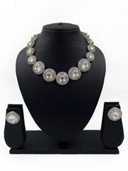 Designer Silver Rhodium Polki Kundan Necklace Set For Women By Gehna Shop Victorian Necklace Sets