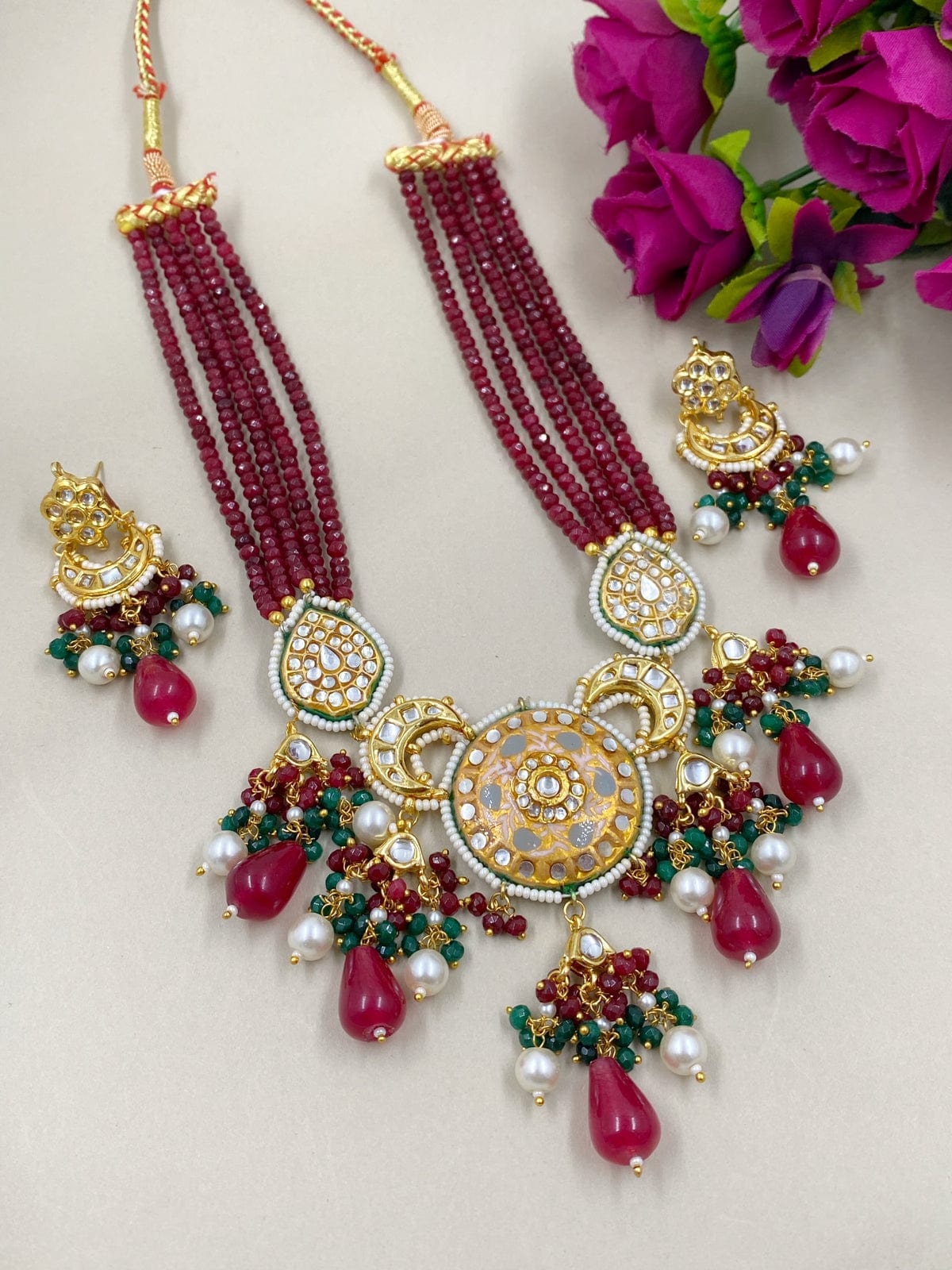 Designer Statement Look Meenakari Jewellery Necklace Set By Gehna Shop Meenakari Necklace Sets