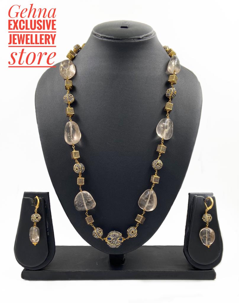 Designer Trendy Semi Precious Smoky Quartz Beaded Necklace For Woman Beads Jewellery