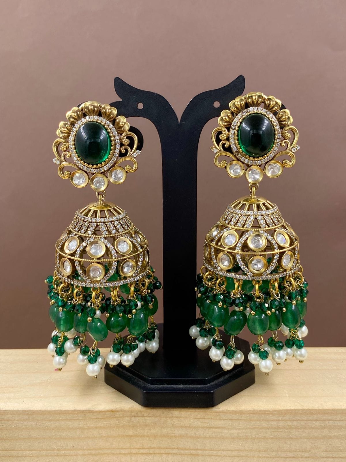 Manisha Jewellery Rose Gold Plated Crystal Stone Jhumki Earrings
