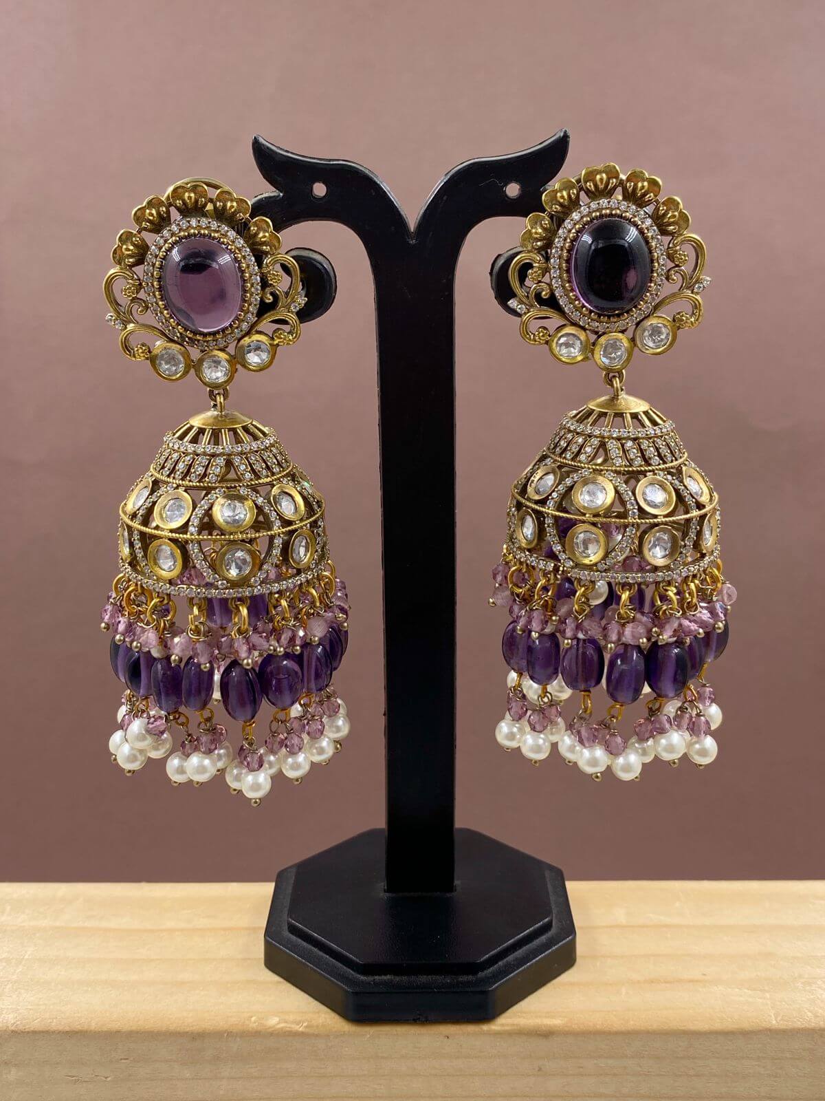 Indian Bollywood Style Hot Pink Enameled Pearl Jhumka Earrings Girls Jewelry  Set | eBay