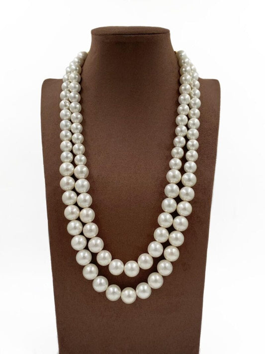 Double Layered White Shell Pearls Beaded Necklace For Women By Gehna Shop Beads Jewellery