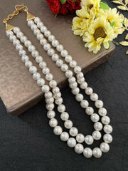 Double Layered White Shell Pearls Beaded Necklace For Women By Gehna Shop Beads Jewellery
