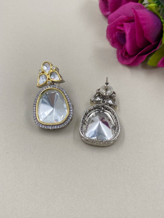 Elegant Victorian Uncut Big Polki Earrings For Weddings By Gehna Shop Stud Earrings