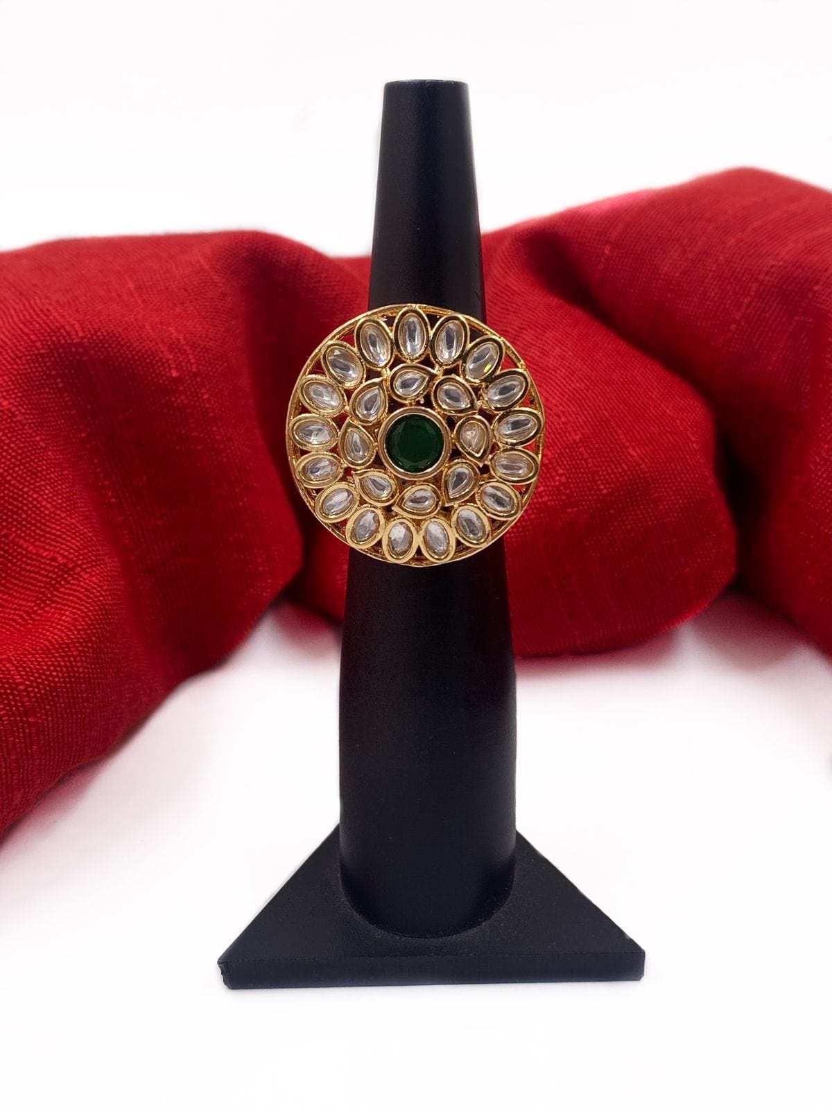 Ethnic Adjustable Kundan Finger Ring For Weddings And Parties Finger rings