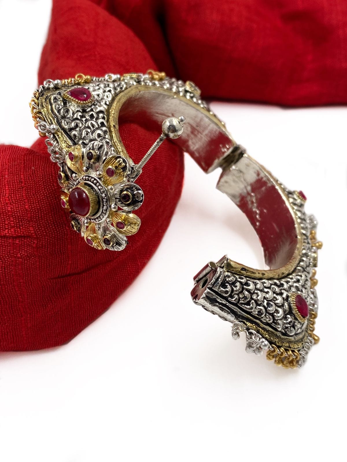 Ethnic Silver Plated Square Shape Silver Kada Bracelet For Women Bracelets
