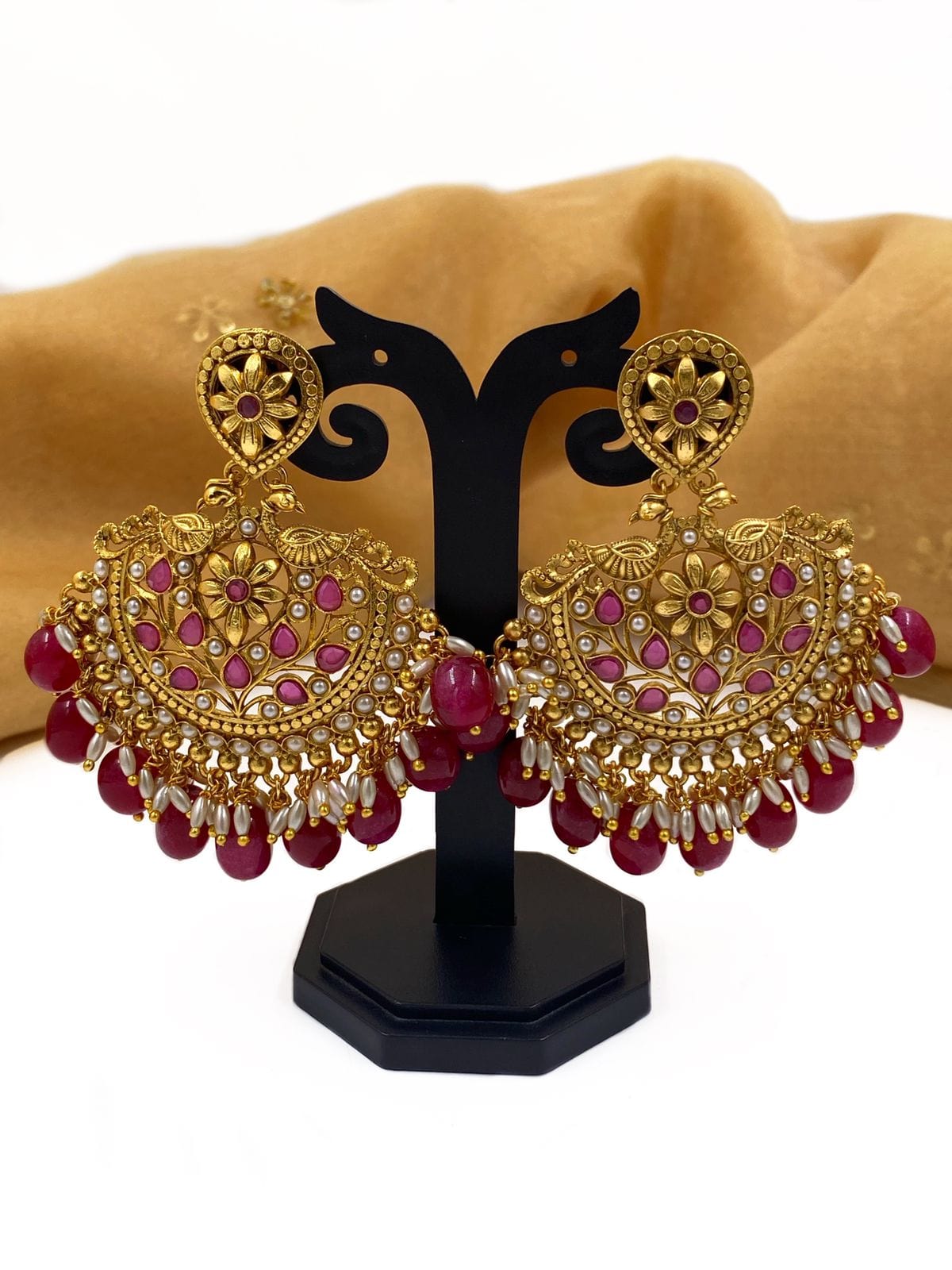 Exclusive Antique Gold Plated Golden Chandbali Earrings For Women By Gehna Shop Antique Earrings