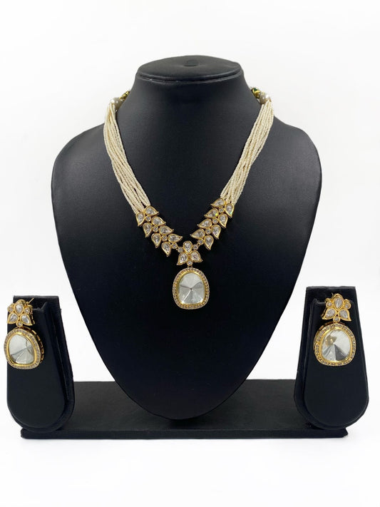 Exclusive Gold Plated Uncut Kundan Polki Pearl Necklace Set By Gehna Shop Choker Necklace Set