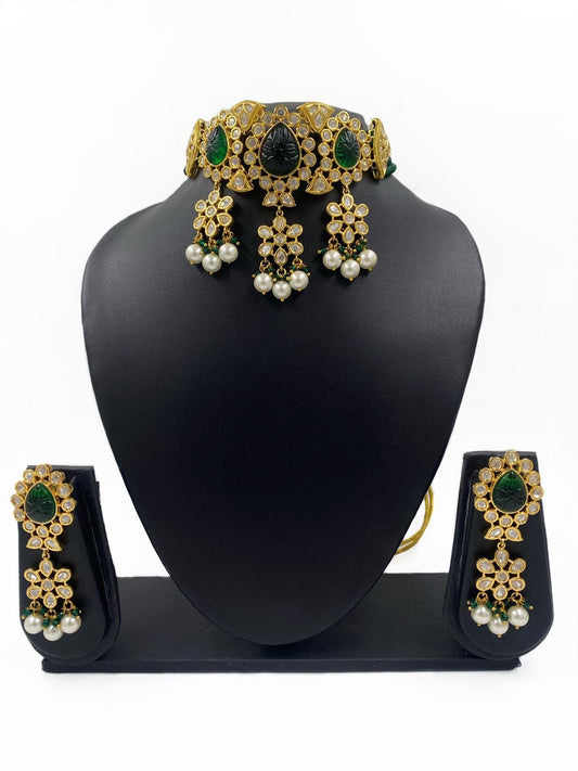 Exclusive Green Choker Kundan Necklace Set For Weddings By Gehna Shop Choker Necklace Set