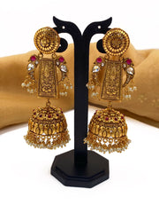 Exclusive Lightweight Antique Long Golden Jhumka For Ladies By Gehna Shop Jhumka earrings
