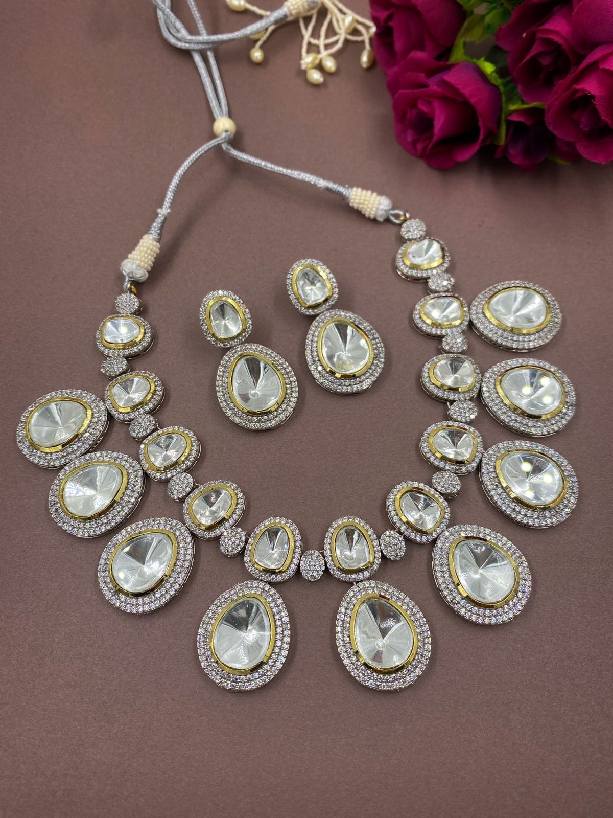 Exclusive Silver Plated Uncut Kundan Polki Necklace Set For Weddings By Gehna Shop Bridal Necklace Sets
