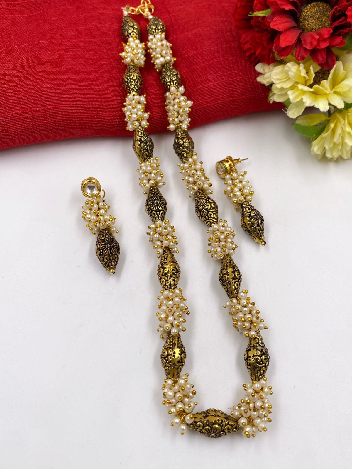 Fancy Handcrafted Antique Pearl Beads Necklace By Gehna Shop Beads Jewellery