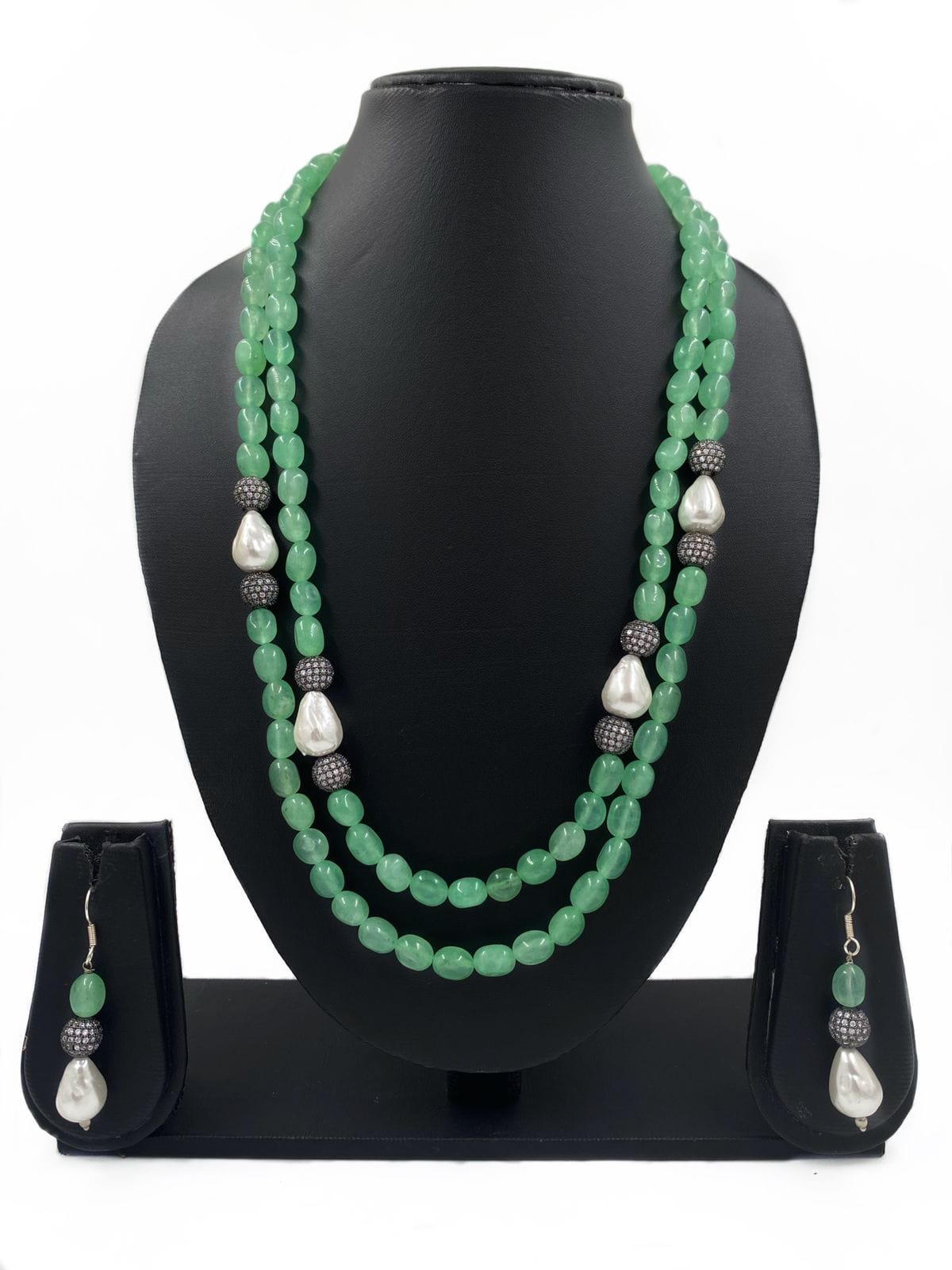Fancy Mint Green Jade Beads Necklace With Pearls For Women By Gehna Shop Beads Jewellery