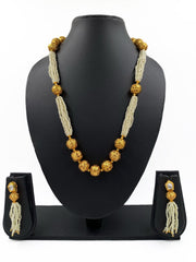 Fancy Pearls And Golden Beads Matar Mala Necklace For Woman By Gehna Shop Beads Jewellery