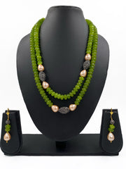 Fashionable Parrot Green Jade Beads Necklace For Women Online Beads Jewellery
