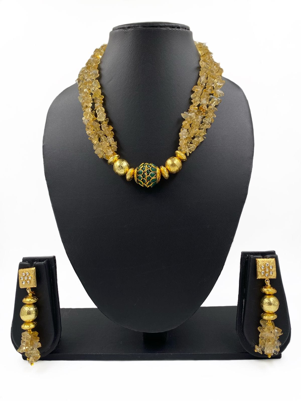 Fashionable Semi Precious Yellow Citrine Uncut Beads Necklace By Gehna Shop Beads Jewellery