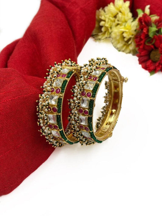 Gold Plated Jadau Bangle freeshipping - Vijay & Sons