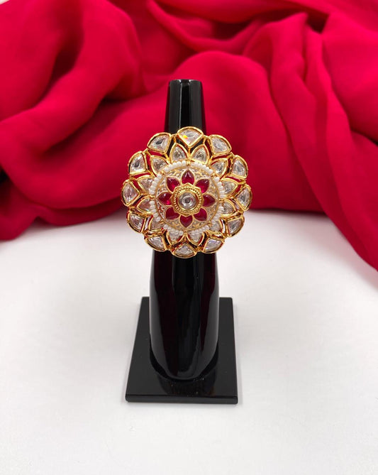 Gold Plated Adjustable And Rotating Kundan Finger Ring By Gehna Shop Finger rings