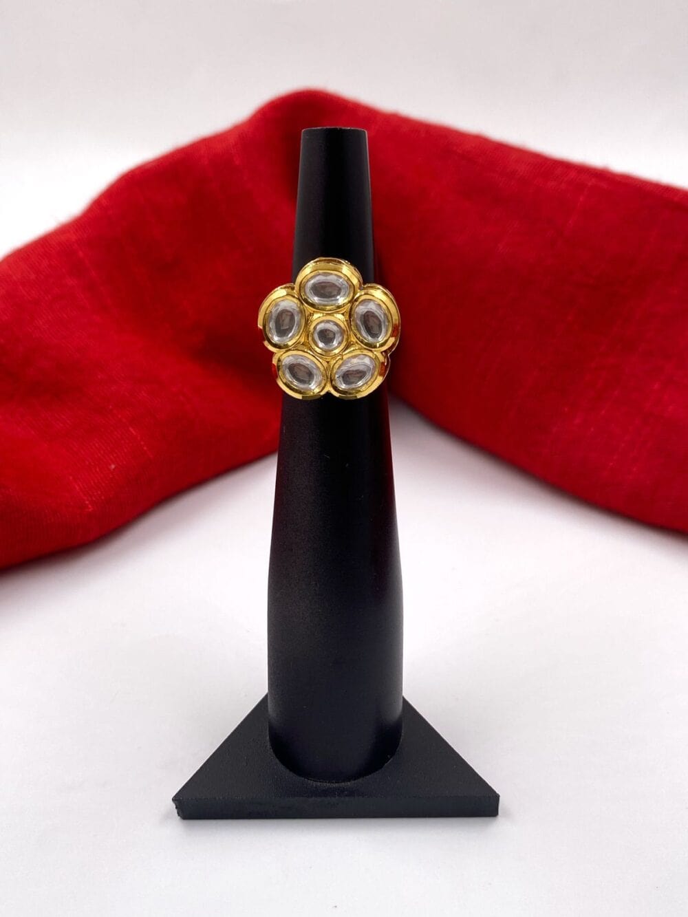 Gold Plated Adjustable Kundan Finger Ring For Ladies By Gehna Shop Finger rings