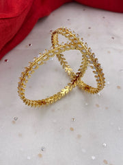 Gold Plated American Diamond Marquise Stone CZ Bangles By Gehna Shop Bangles
