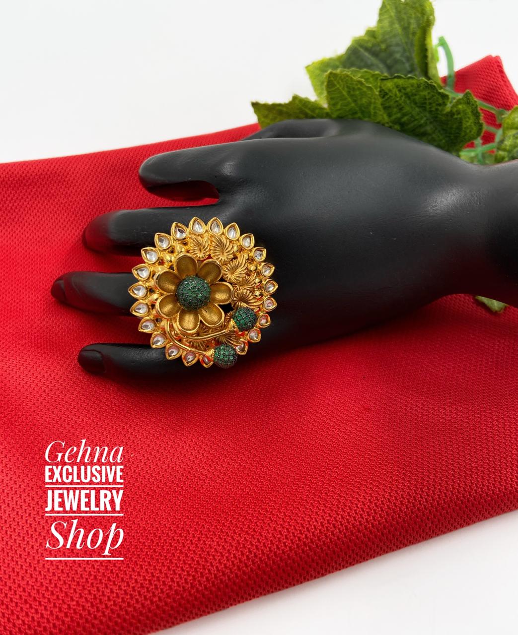 Bollywood Style Big Luxury Fashion Statement Adjustable Kundan Flower  Finger Ring For Women - Walmart.com