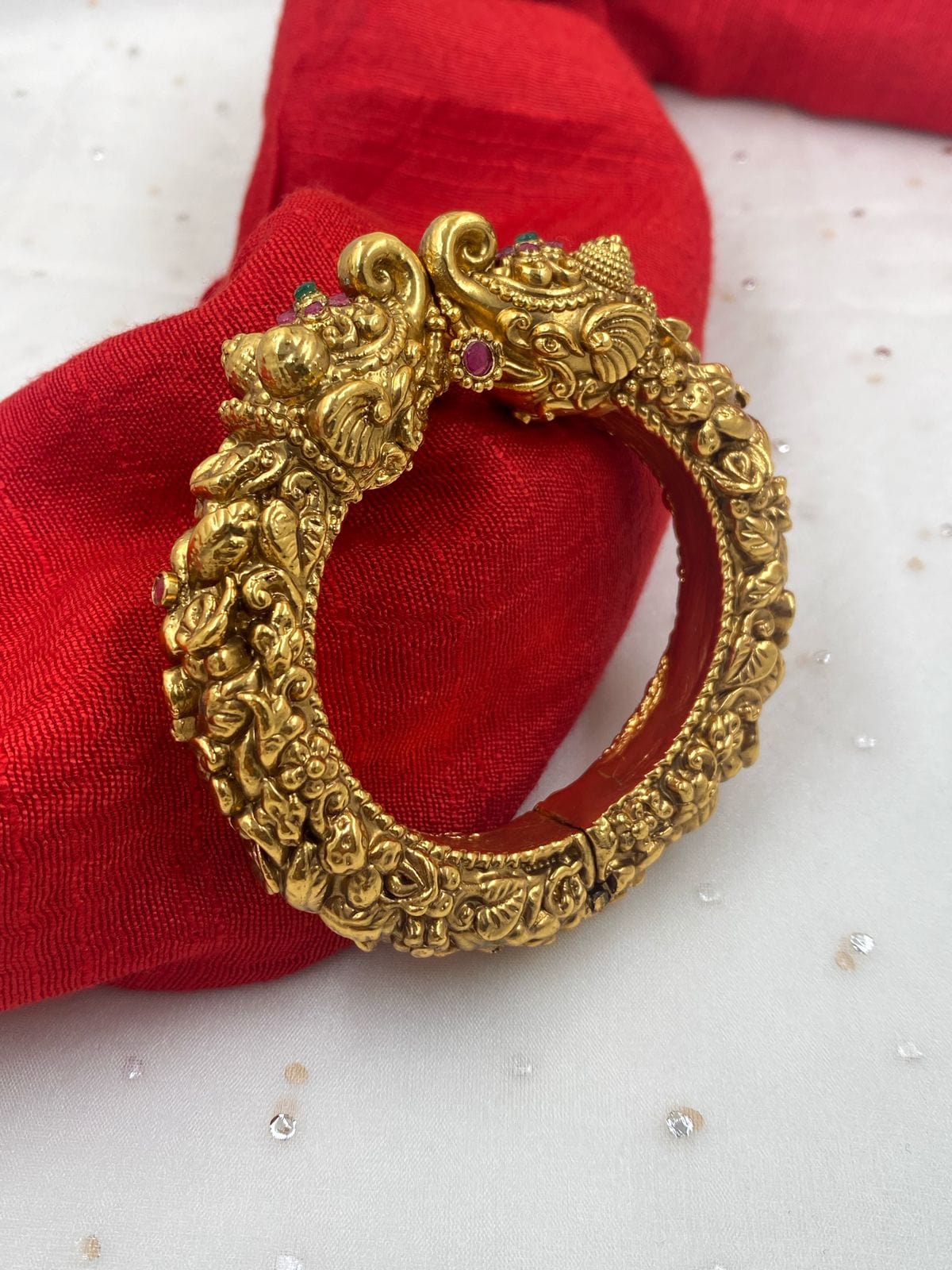  Gold Plated Antique Golden Elephant Head Kada Bangle For Ladies