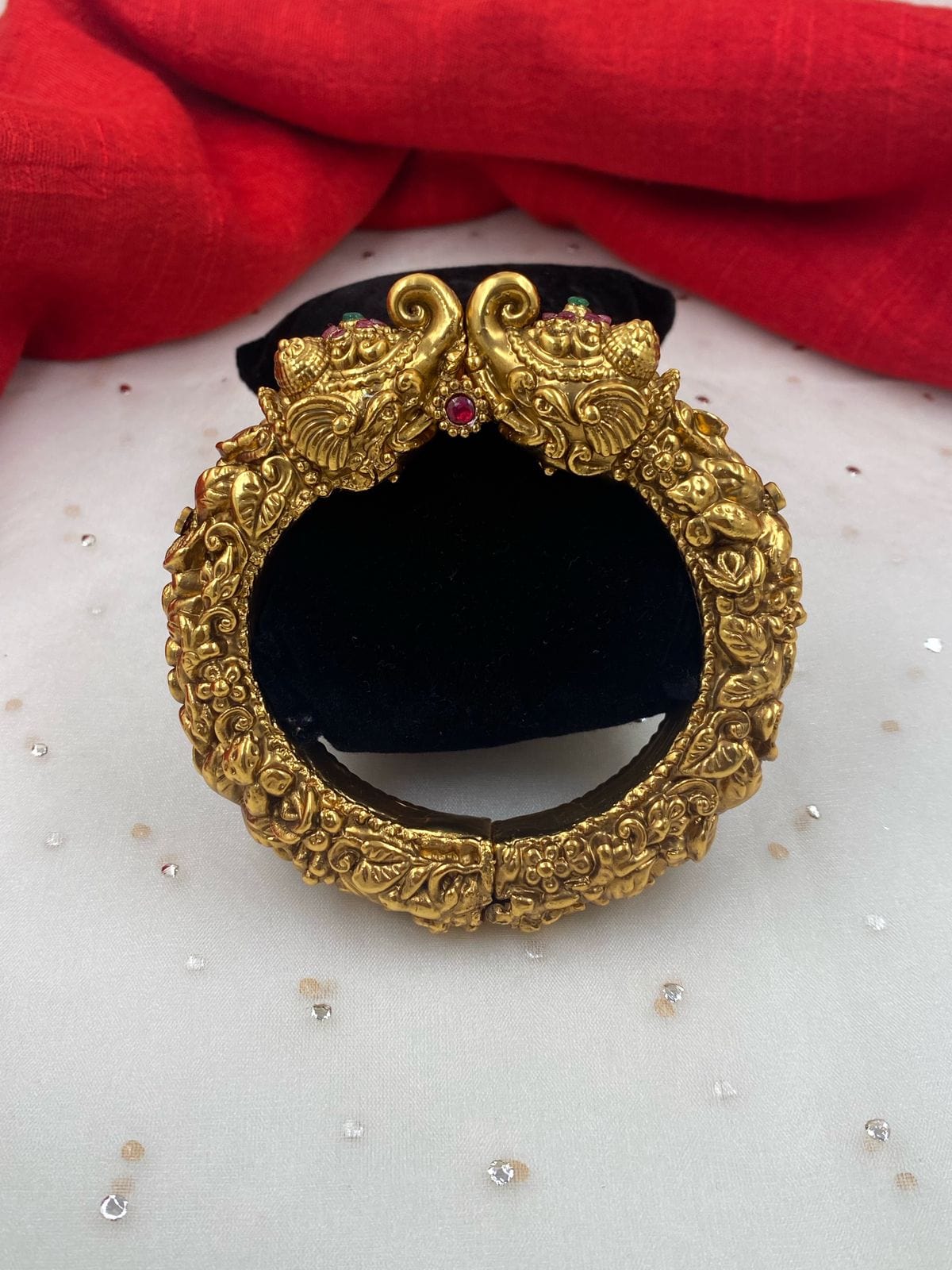 Gold Plated Antique Golden Kada Bangle For Ladies By Gehna Shop Antique Golden Bangles