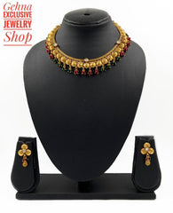 Gold Plated Antique Golden Party Necklace Set For Ladies Antique Golden Necklace Sets