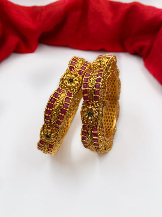 Gold Plated Antique Royal Look Bangles For Women By Gehna Shop Antique Golden Bangles