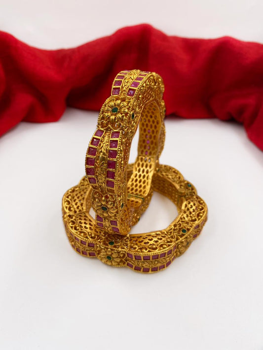 Gold Plated Antique Royal Look Bangles For Women By Gehna Shop Antique Golden Bangles