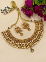 Gold Plated Antique Wedding Necklace Set By Gehna Shop Antique Golden Necklace Sets