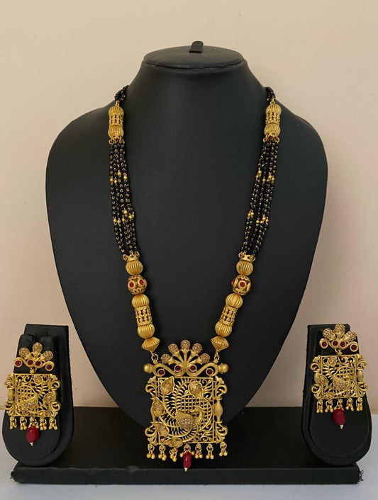 Gold Plated Designer Long Golden Mangalsutra For Women By Gehna Shop Mangalsutras