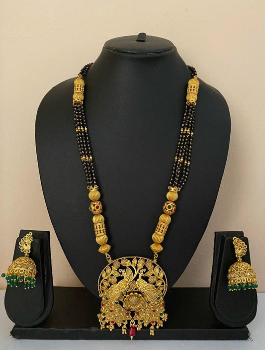 Gold Plated Designer Long Golden Mangalsutra For Women By Gehna Shop Mangalsutras
