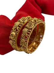 Gold Plated Elephant Design Bangle Set For Women By Gehna Shop Antique Golden Bangles
