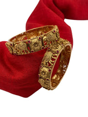 Gold Plated Elephant Design Bangle Set For Women By Gehna Shop Antique Golden Bangles