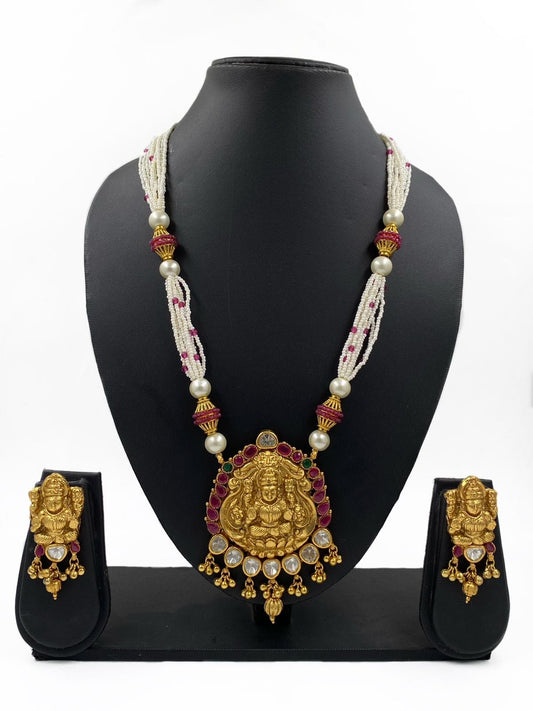 Gold Plated Goddess Lakshmi Devi South Indian Temple Jewellery Set By Gehna Shop Temple Necklace Sets