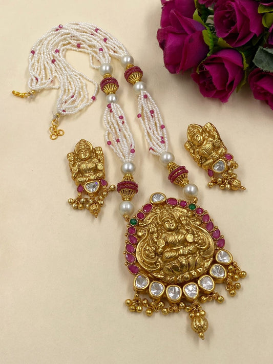 Gold Plated Goddess Lakshmi Devi South Indian Temple Jewellery Set By Gehna Shop Temple Necklace Sets