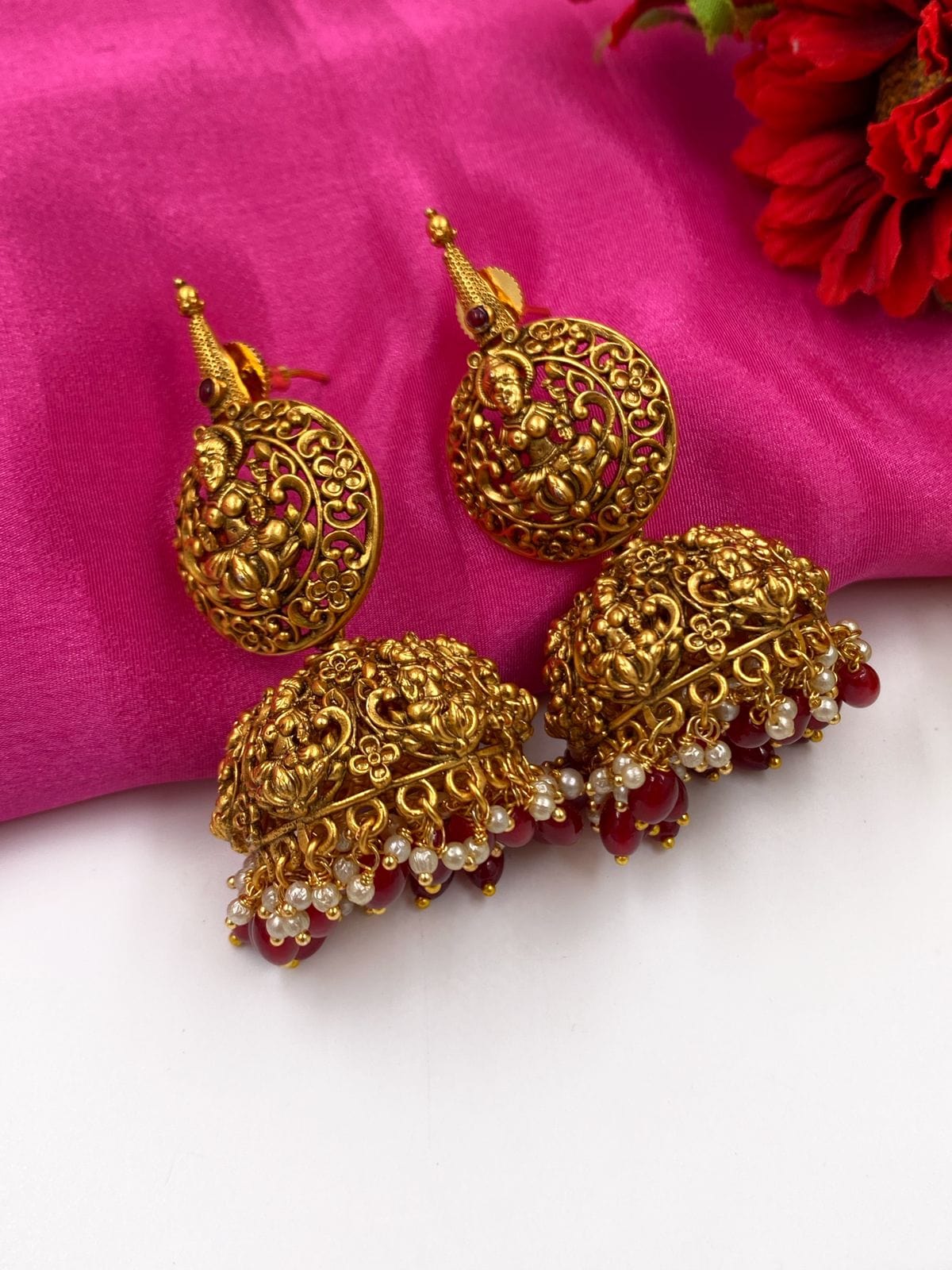 Elegant Imitation Lakshmi Design Jhumka - South India Jewels