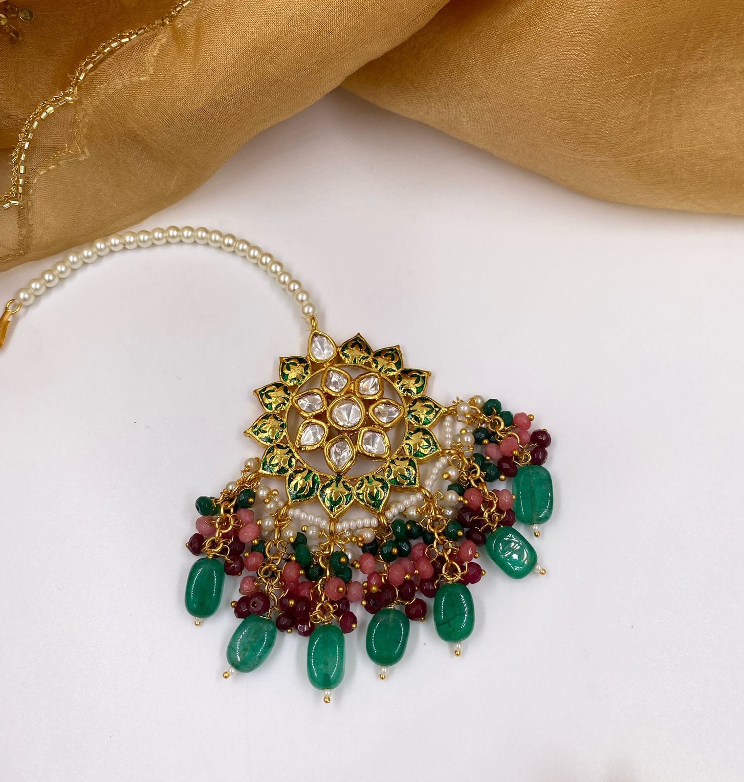 Gold Plated Heavy Green Kundan Bridal Necklace Set By Gehna Shop Bridal Necklace Sets