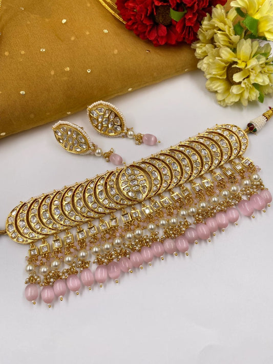 Gold Plated Heavy Quality Polki Kundan Choker Necklace Set For Women By Gehna Shop Choker Necklace Set