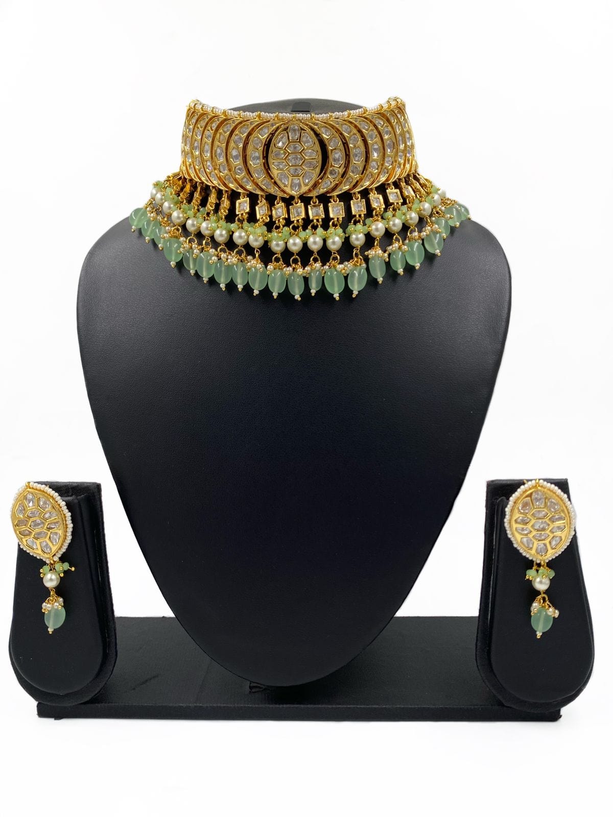 Gold Plated Heavy Quality Polki Kundan Choker Necklace Set For Women By Gehna Shop Choker Necklace Set