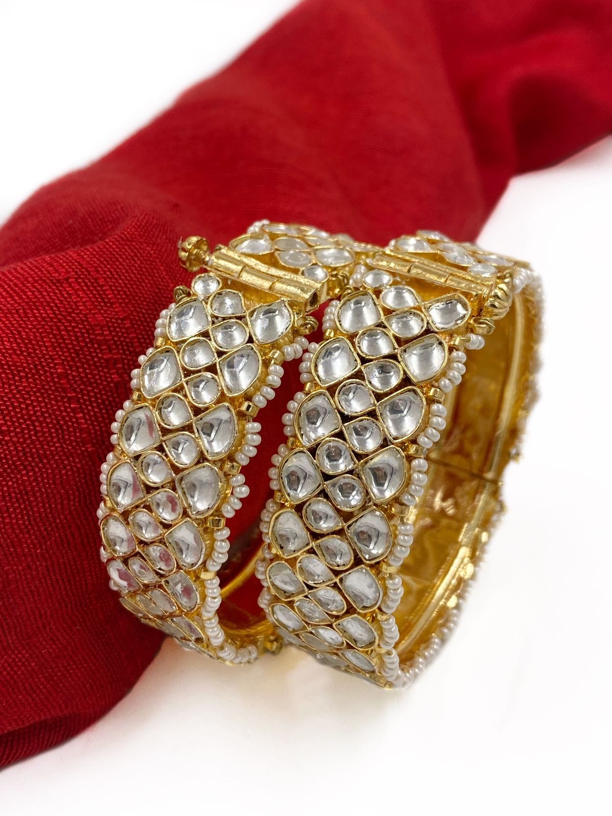 Gold Plated Jadau Kundan Bangles Handcrafted For Women By Gehna Shop Bangles