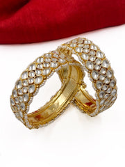 Gold Plated Jadau Kundan Bangles Handcrafted For Women By Gehna Shop Bangles