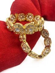 Gold Plated Openable Uncut Polki Kundan Bangles For Weddings By Gehna Shop Bangles