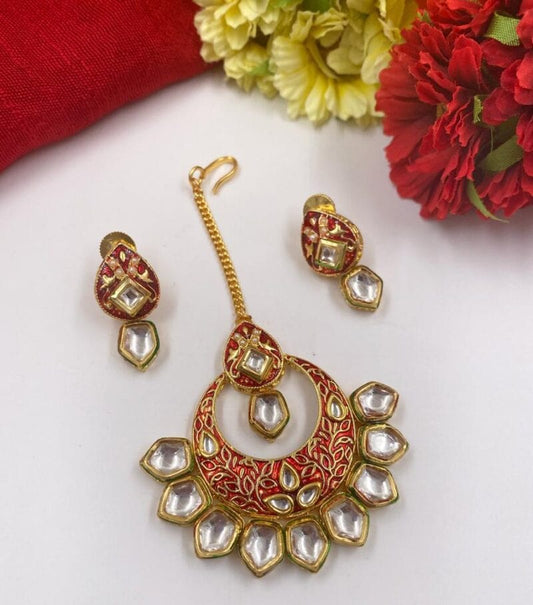 Buy Gold Plated & Kundan Studded Peacock Design Maang Tikka With Earrings  for Women Online at Silvermerc – Silvermerc Designs