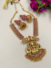 Gold Plated South Indian Goddess Lakshmi Temple Jewellery Necklace Set Temple Necklace Sets