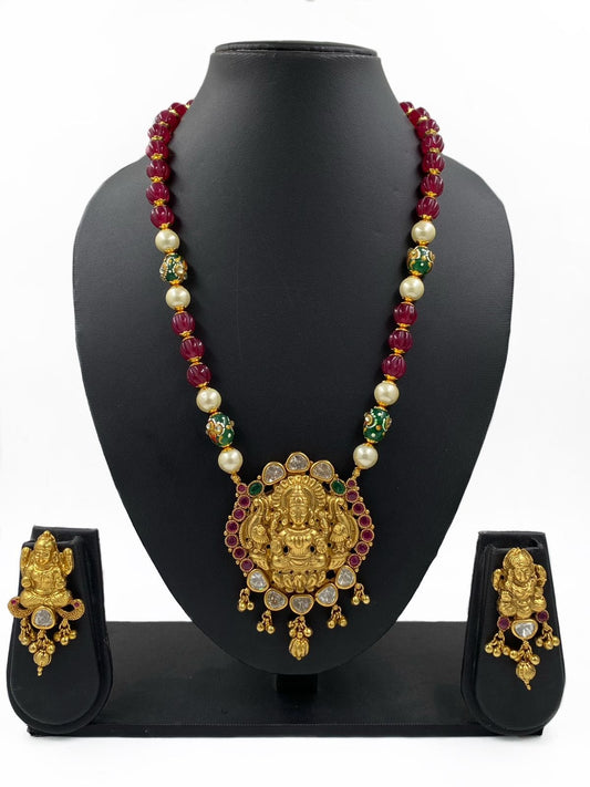 Gold Plated South Indian Lakshmi Devi Temple Jewellery Necklace Set By Gehna Shop Temple Necklace Sets