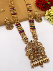Gold Plated South Indian Lakshmi Long Temple Necklace Set For Ladies By Gehna Shop Temple Necklace Sets