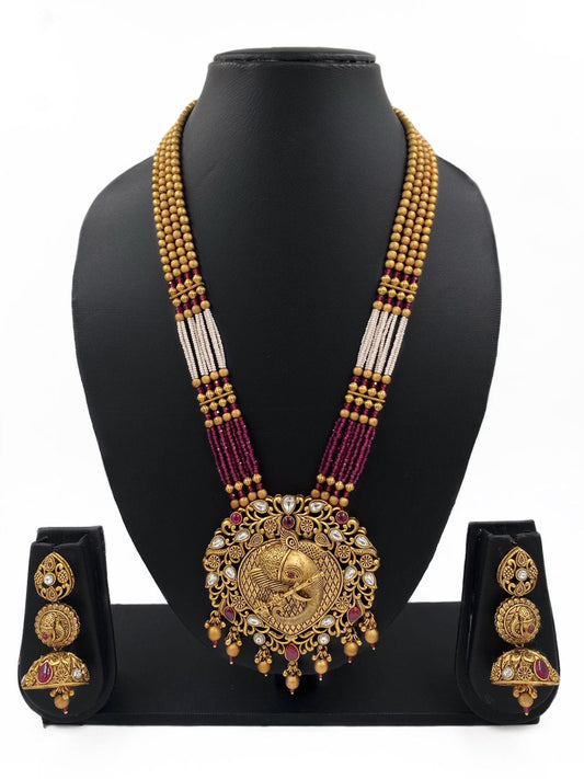 Gold Plated South Indian Lord Ganpati Temple Necklace Set For Ladies By Gehna Shop Temple Necklace Sets