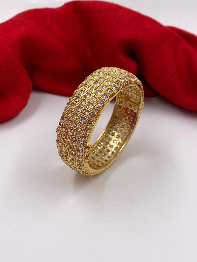 Gold Plated Studded American Diamond Bangle Bracelet For Women 1pc Bracelets